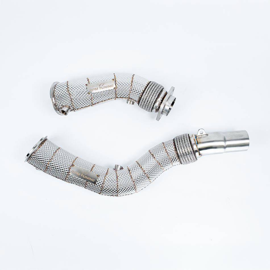 High-Flow Heat Shielded Dual-Catless Downpipes (BMW S55 - M Engine)